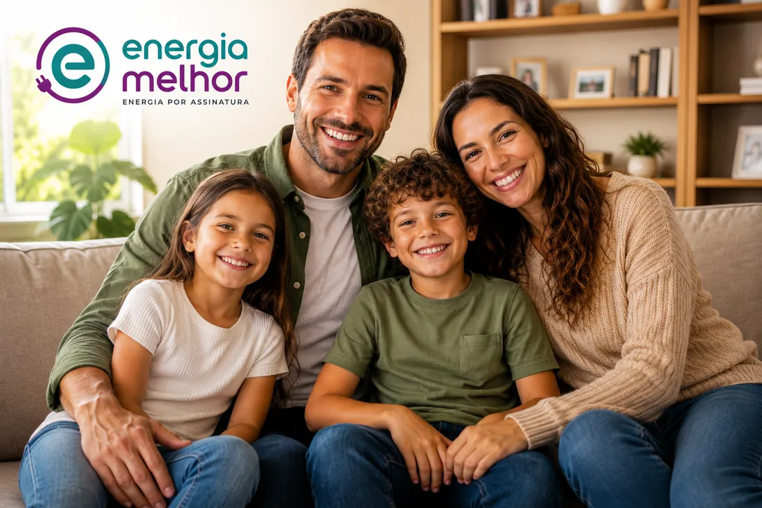 Família economizando na conta de luz com energia por assinatura
